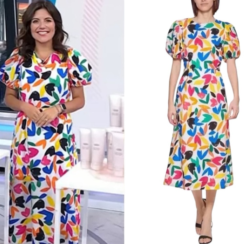 Calvin Klein Midi Dress‎ 6 Abstract Floral Print Colorful Sheath Elegant Cotton